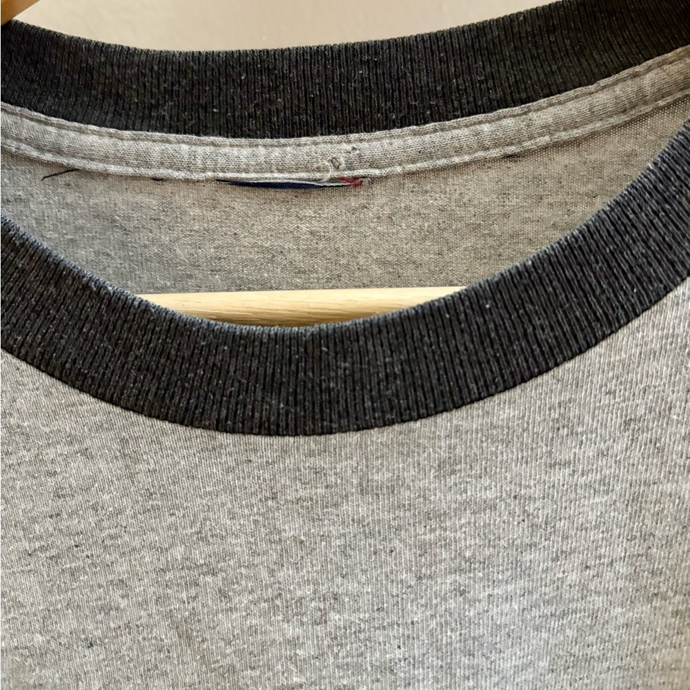 Billabong VTG late 90s Y2K grey/black graffiti logo ringer t-shirt CUT TAG L/XL - Picture 3 of 4